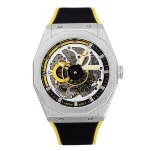 Noda Aero Series-1 43MM Stainless Steel Yellow Skeleton Dial Automatic Watch